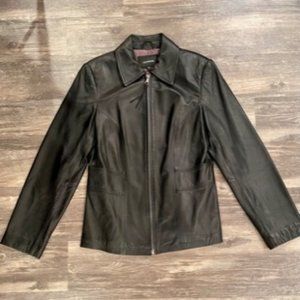 EXPRESS - GENUINE LEATHER ZIP FRONT JACKET - NEVER WORN! LIKE NEW!